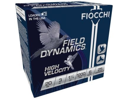 Fiocchi Field Dynamics High Velocity 20 Gauge 3" #6 - 1.25 oz - 25rds - 203HV6