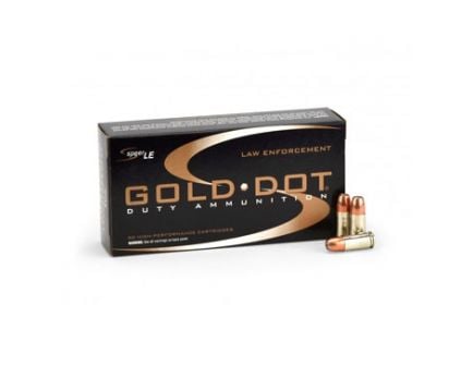 Speer 9mm 124gr Gold Dot Law Enforcement Ammunition, 50 round Box - 53618