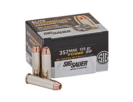 Sig Sauer .357 Magnum 125gr JHP V-Crown Elite Performance Ammunition, 20 Round Box - E357M1-20