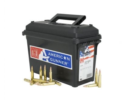 Hornady 223 Remington 55gr HP Match American Gunner Ammunition, 247 Round Plastic Ammo Can - 80828