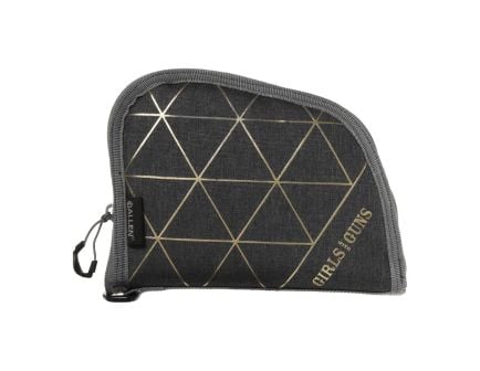 Girls with Guns Foiled Handgun Case - 8" Gold Foil/Heather Gray, Chic Firearm Storage - 908