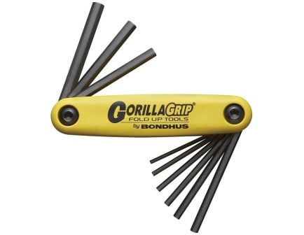Bondhus GorillaGrip/HF9 9-Piece Hex End Fold-Up Wrench Set, Black/Yellow