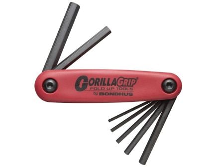 Bondhus GorillaGrip/HF7MS 7-Piece Hex End Fold-Up Wrench Set, Black/Red