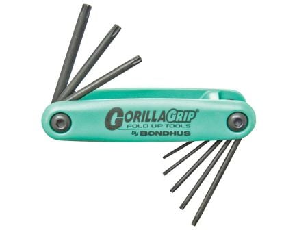 Bondhus GorillaGrip/TF8S 7-Piece Torx Fold-Up Wrench Set, Black/Green