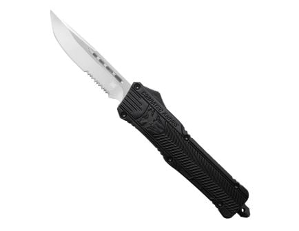 CobraTec Knives CTK-1 Large OTF Knife Drop Serrated Pont, Black - LBCTK-1LDS