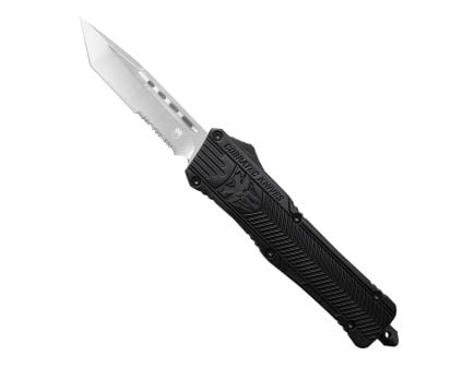 CobraTec Knives CTK-1 Large OTF Knife Tanto Serrated, Black - LBCTK-1LTS