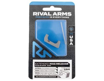 Rival Arms Extended Magazine Release for Glock 43, Matte Clear Anodized - RA-RA72G003D