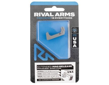 Rival Arms Extended Magazine Release for Glock 43X, Matte Clear Anodized - RA-RA72G004D