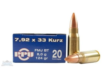 PRVI Partizan 7.62x33 Kurz 124gr FMJBT Ammunition 20rds - PP7.8