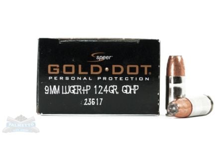 Speer 9mm+P 124gr Gold Dot Ammunition 20rds - 23617