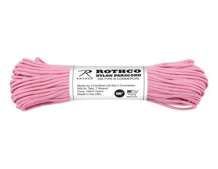 Rothco Nylon Paracord Type III 550 Lb - Rose Pink, 100