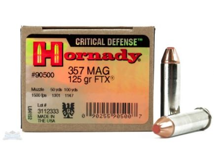 Hornady 357 Magnum 125gr FTX Critical Defense Ammunition 25rds - 90500