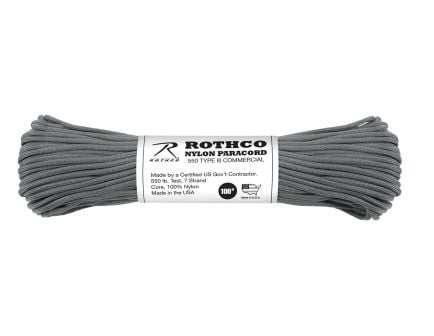 Rothco Nylon Paracord Type III 550 Lb - Charcoal Grey, 100