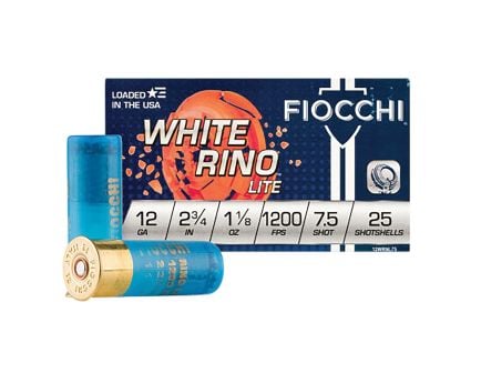 Fiocchi White Rino Lite 12 Gauge 2.75" #7.5 Shot - 1.12 oz - 25rds - 12WRNL75
