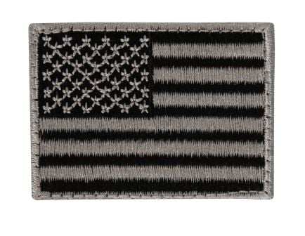 Rothco Mini Us Flag Patch With Hook Back - Black - Silver