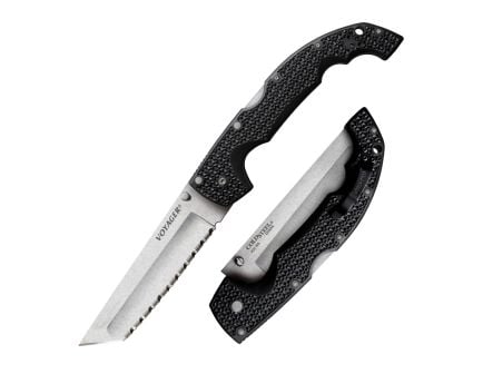 Cold Steel Voyager Large Folder Tanto Serrated Edge Knife in Sleek Black - CS-29AXTS
