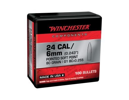 Winchester Ammunition .243 Winchester 80 gr Reloading Bullets  PSP 100rds - WB243SP80X