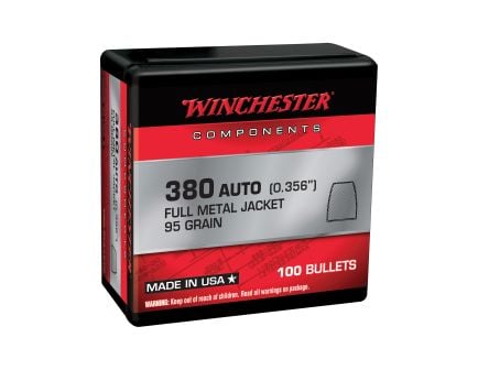 Winchester Ammunition .380 ACP 95 gr Reloading Bullets  FMJ 100rds - WB380MC95X