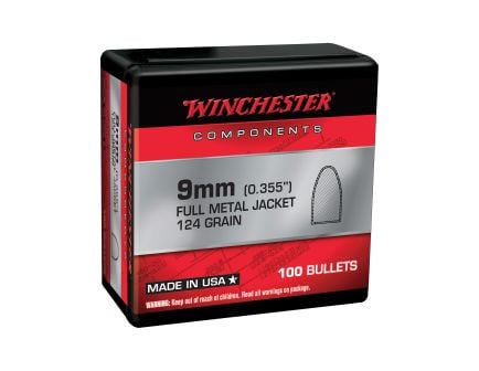 Winchester Ammunition 9mm 124 gr Reloading Bullets  FMJ 100rds - WB9MC124X