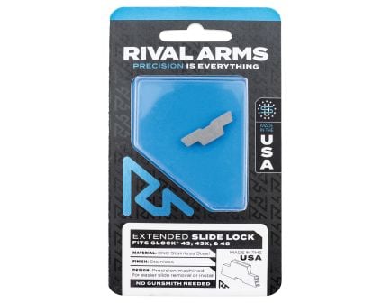 Rival Arms Extended Slide Lock for Glock 43X, Stainless - RA-RA80G003D