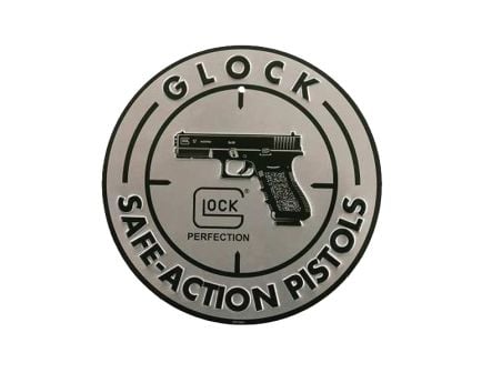 Glock Safe Action Aluminum Promo Sign - Sleek Black/Silver Design - AD00060