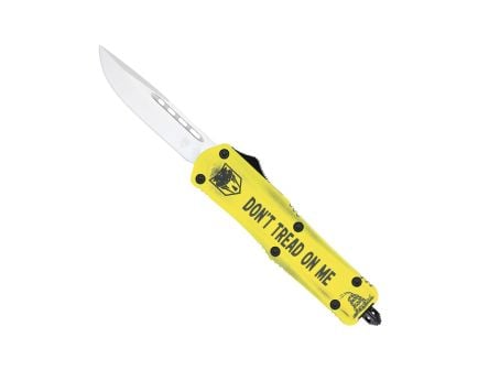 CobraTec Knives FS-3 Don't Tread On Me Medium OTF Drop Point Knife, Yellow - MDTOMFS-3DNS