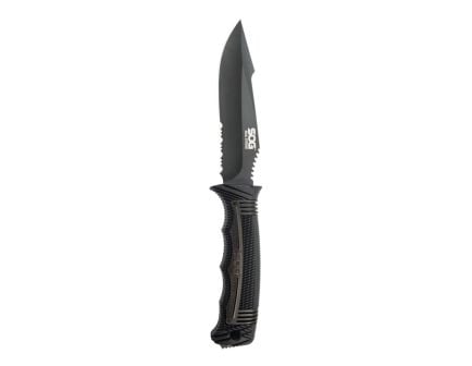 SOG Knives Seal Strike, Fixed Blade Knife, Partially Serrated Clip Point, Black - SOGSS1003-CP