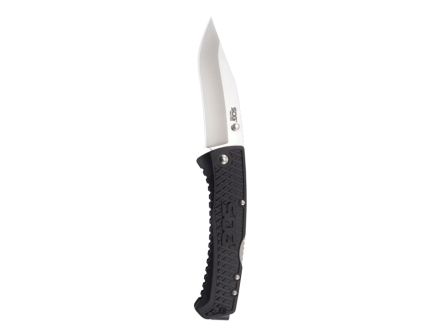 SOG Knives Traction Folding Knife Clip Point, Black - SOGTD1011-CP