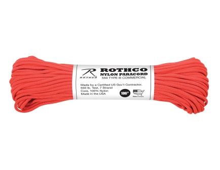 Rothco Nylon Paracord Type III 550 Lb - Red, 100