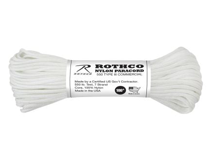 Rothco Nylon Paracord Type III 550 Lb - White, 100