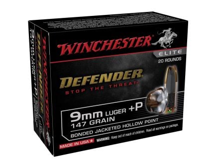 Winchester Defender Elite 9mm 147 gr Ammo BJHP - 20rds - S9MMPDB2