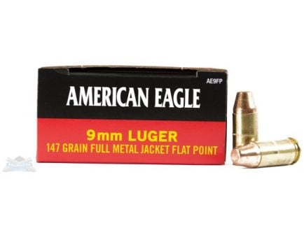 American Eagle 9mm 147gr FMJ FP Ammunition 50rds - AE9FP