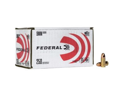 Federal Champion 9mm 115 gr FMJ Ammo, 250rds - C9115A250