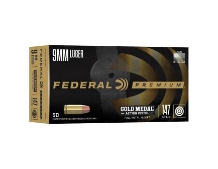 Federal Premium Gold Medal 9mm 147 gr Ammo FMJBT - 50rds - GM9AP1