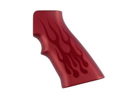 Hogue Aluminum Grips for AR15/M16 Flames-Red Anodized  15132