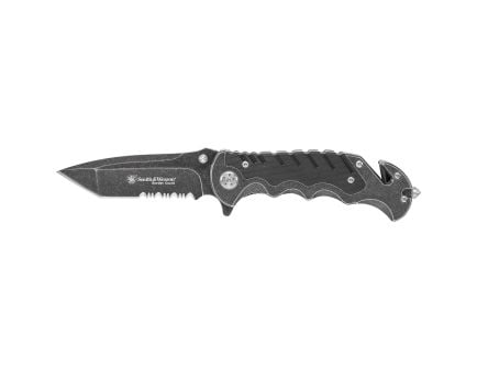 Smith & Wesson Border Guard Serrated Folding Knife, Stonewashed - SWBG10SCP
