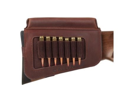 Allen Westcliff Leather Buttstock Cartridge Carrier with Cheek Piece, Brown - 8519