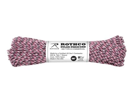 Rothco 550Lb Type III Nylon Camo Paracord - Pink Camo, 100