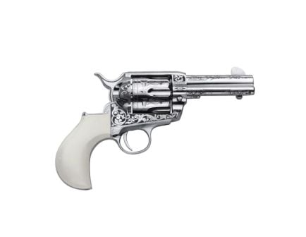 Cimarron Huckleberry .45 Long Colt Revolver 3.50" 6rds, Nickel Laser Engraved - PP346HUCKENG