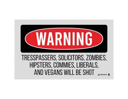 TEKMAT Trespassers Will Be Shot 42" x 25" x 0.13" Door Mat