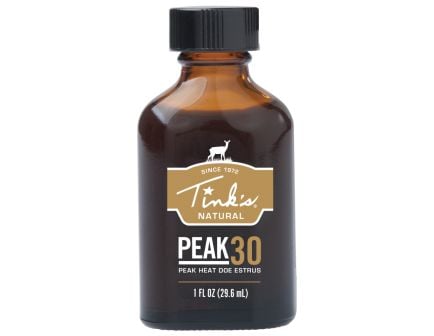 Tink's PEAK30 Premium Doe Estrus Deer Urine, 1 oz Glass Bottle