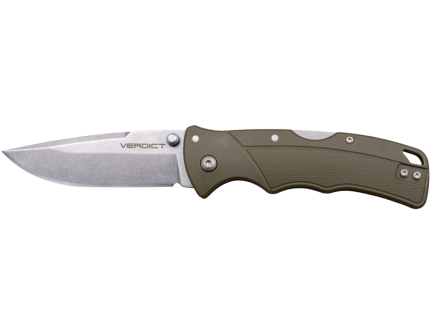 Cold Steel Verdict EDC Folding Knife Spear Point OD Green - Durable Blade, Strong Locking Mechanism, Excellent for Everyday Carry - CS-FL-C3SPSSODGZ