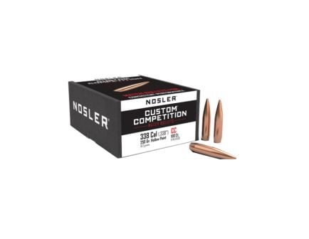 Nosler Custom Competition .338 Cal JHPBT Rifle Bullet, 250 gr 0.338" 100rds
