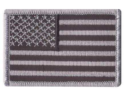 Rothco Iron On - Sew On Embroidered Us Flag Patch, Black - Silver, Orientation Normal