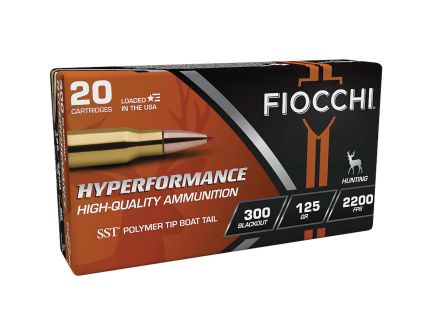 Fiocchi Hyperformance .300 AAC Blackout 125 gr BTPT Ammo, 20rds - 300BLKH20