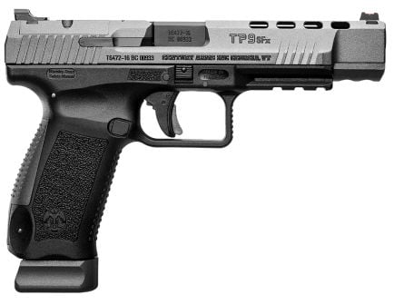 CANIK TP9SFx 9mm Pistol, 5.2" Barrel, Fiber Optic Front Sights, Black, Tungsten - HG4192GN