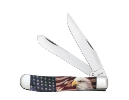 Case Trapper Folding Knife Clip Point/Spey, Red/White/Blue