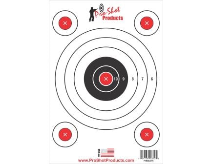 ProShot 5-Bullseye Target w/Adhesive Backing, Red/Black/White