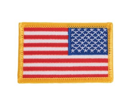 Rothco Iron On - Sew On Embroidered Us Flag Patch With Yellow Border, Orientation Reverse
