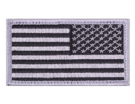 Rothco American Flag Patch - Hook Back, Black - Silver, Orientation Reverse